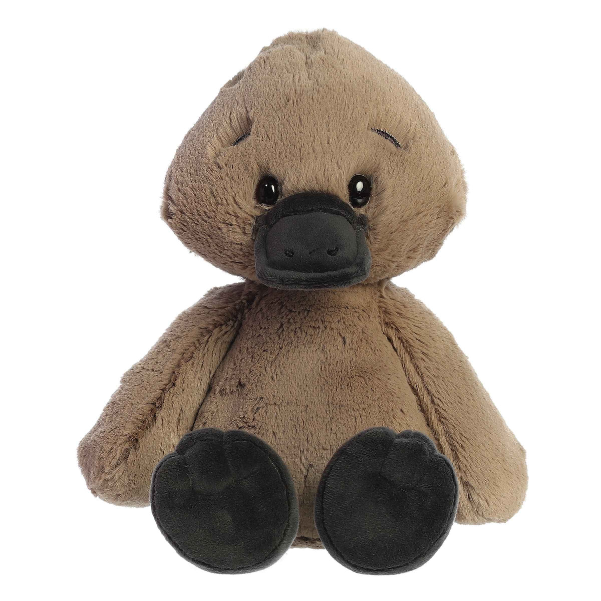 Piccolo Platypus plush from Aurora Menagerie, featuring soft gray fur and a charming expression