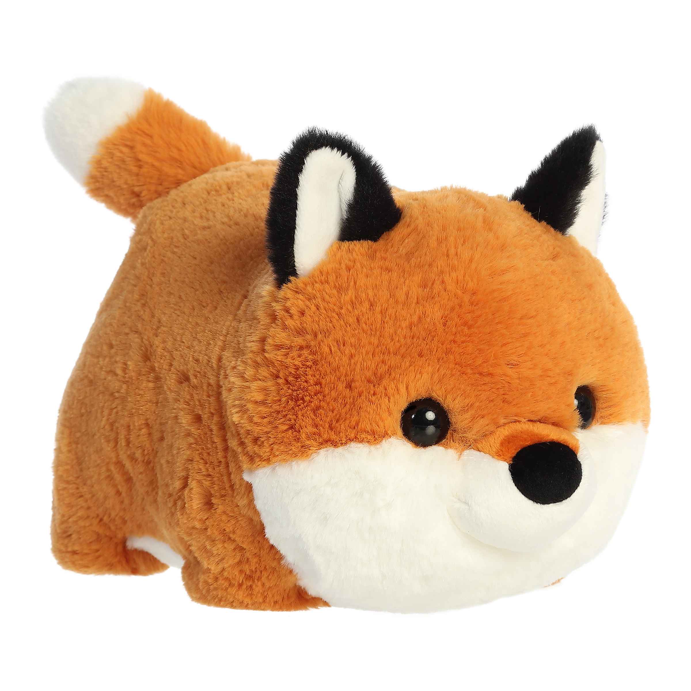 Plush toy of a potato-shaped Fitz Red Fox in the Spudsters collection with bright orange fur and a fluffy tail.