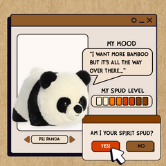 A spudsters product card for the Pei Panda plush by Aurora