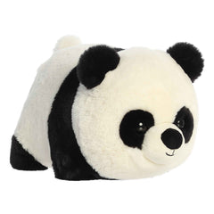 Plush toy of a potato-shaped Panda in the Spudsters collection with black-and-white fur and a round body.