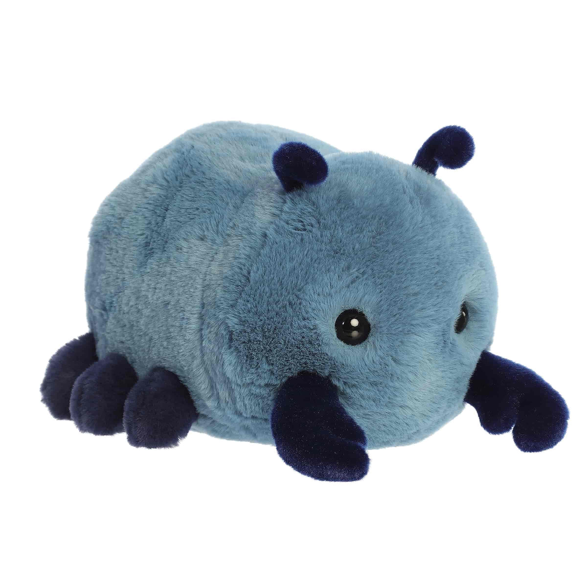 A round blue beetle plush with navy accents and small antennae from Spudsters by Aurora.