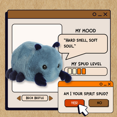 A spudsters product card for the beetle plush by Aurora