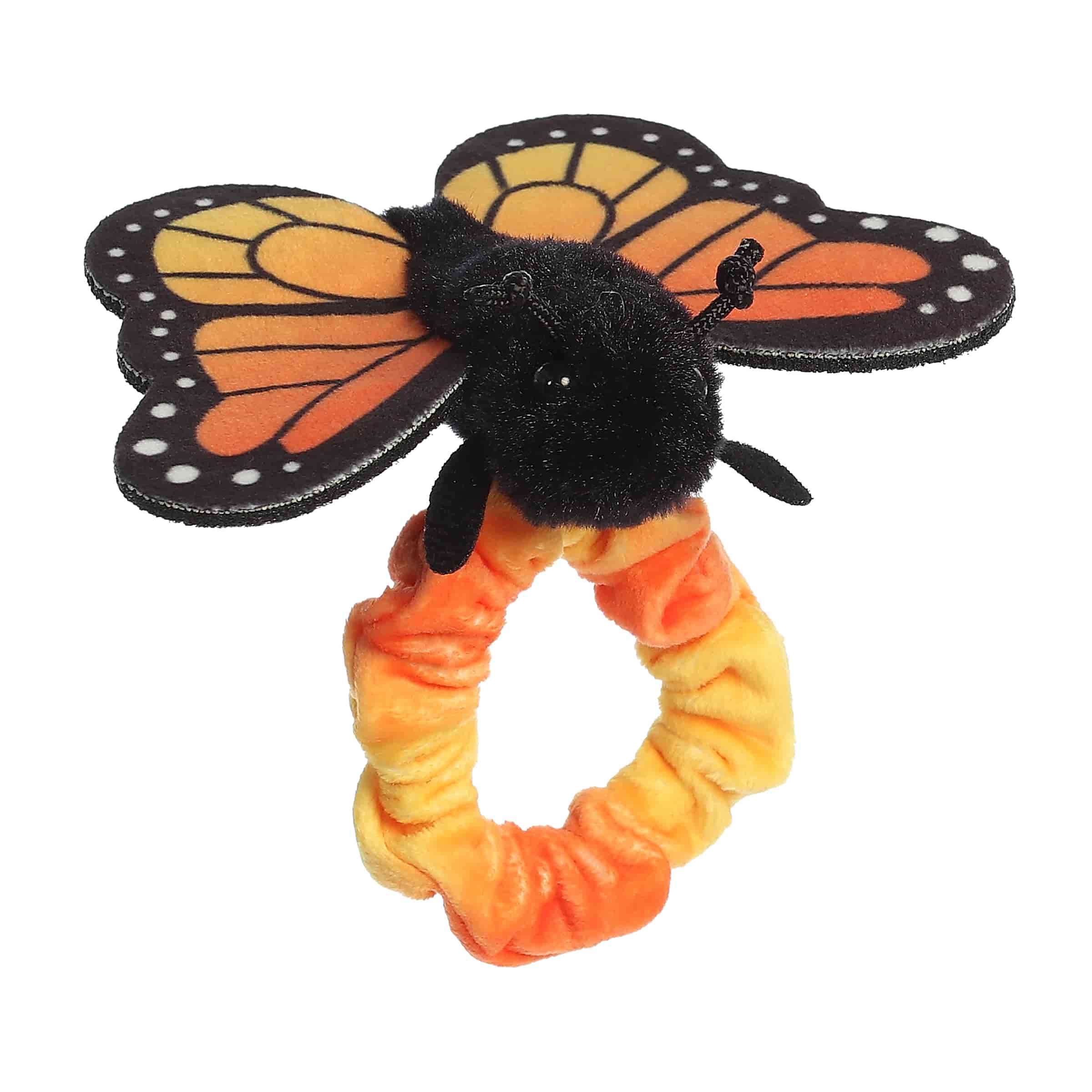 A plush orange Monarch Butterfly with black and white wing details from Aurora’s Wrist Fliers collection.