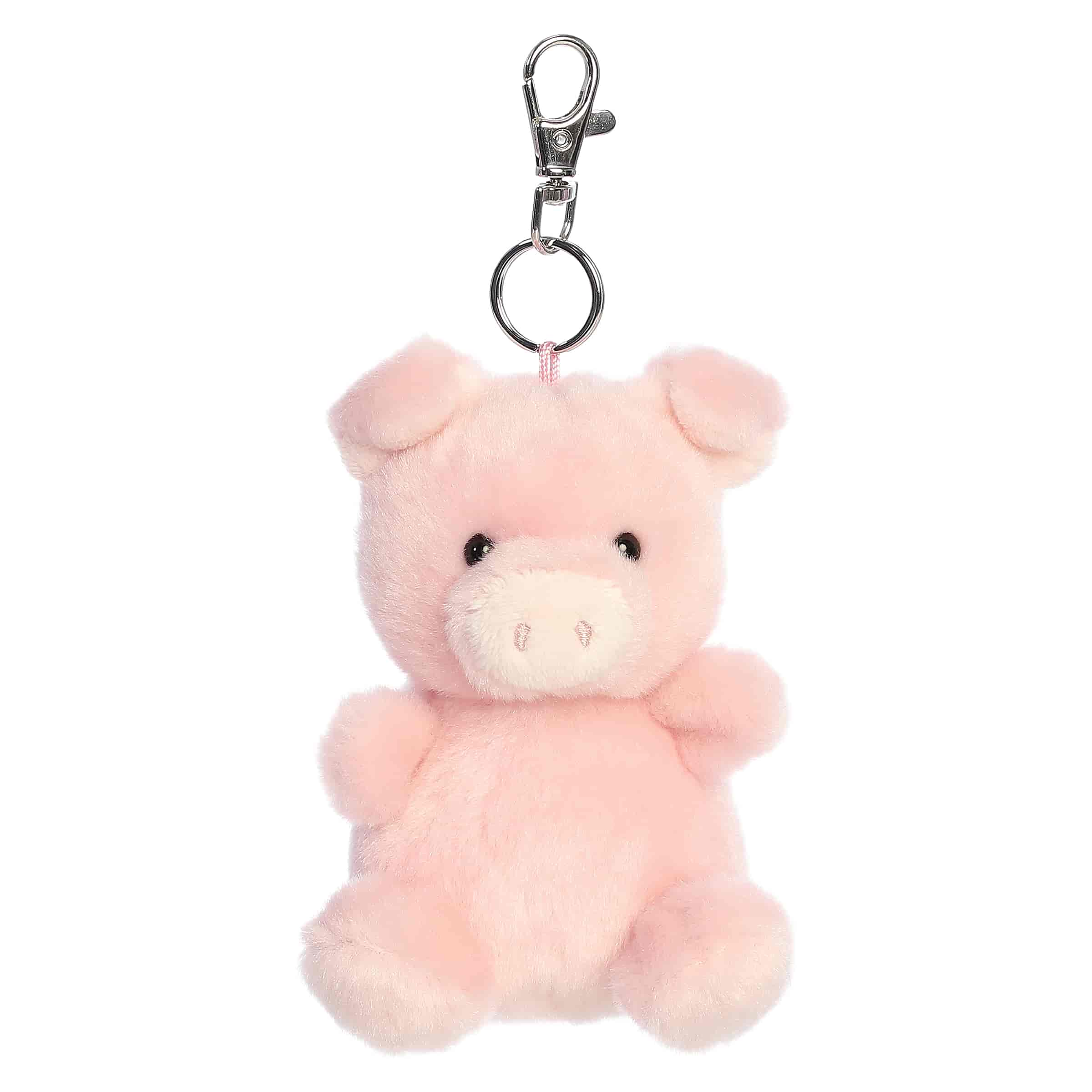 Wizard Pig clip-on plush, pastel pink with playful snout and silver keychain clip, from Palm Pals.