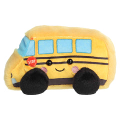 Friendly School Bus plush, yellow with blue windows and black transit stripes, from Palm Pals.