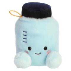 Rowan Water Bottle plush, seafoam-blue with navy cap and measurement markings, from Palm Pals.