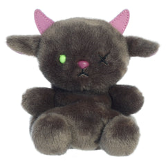 A monster plush toy from Aurora with a gray body, tiny horns, and bright embroidered features.