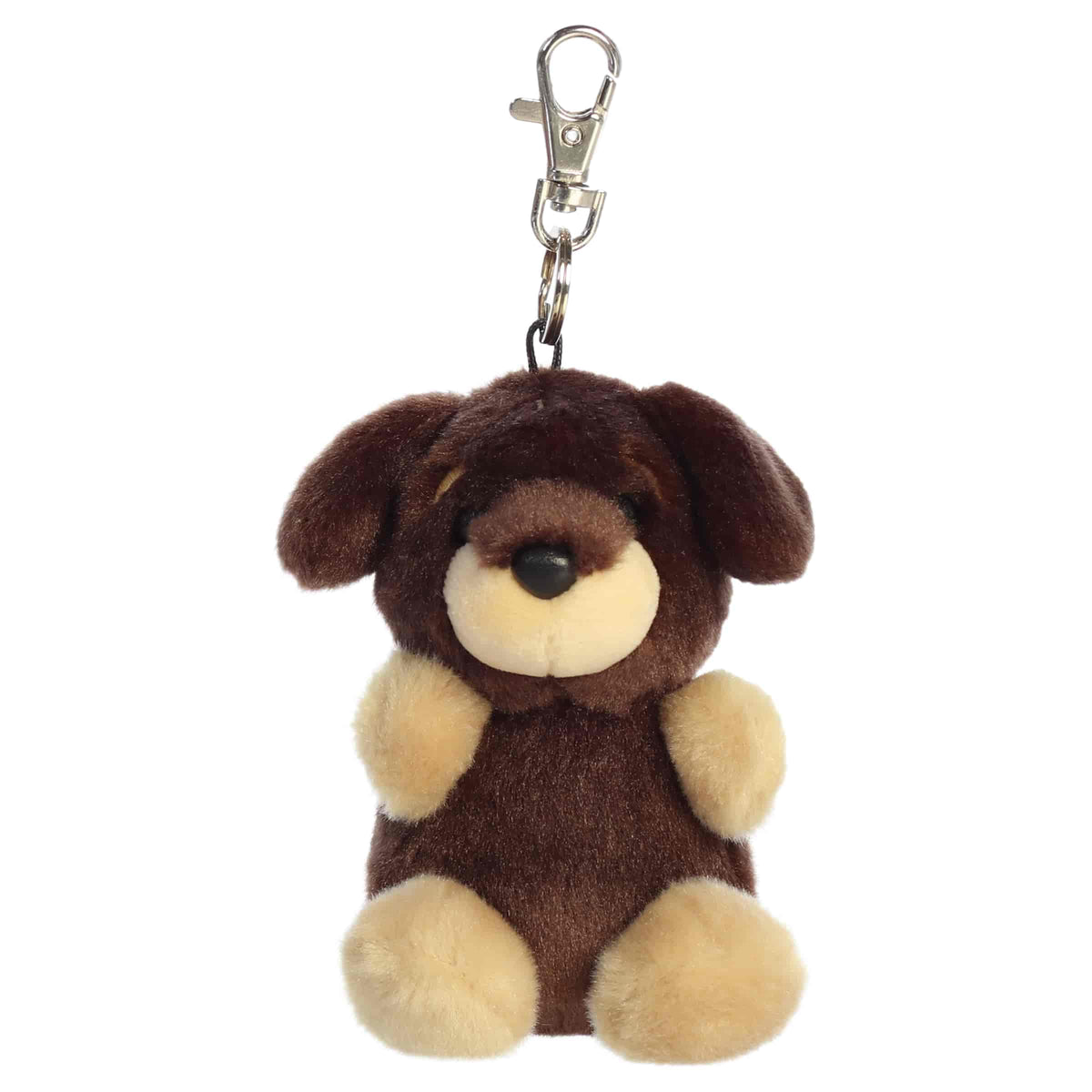 Houdini Dachshund Clip-On plush with soft brown body, floppy ears, sweet embroidered face, and clip attachment