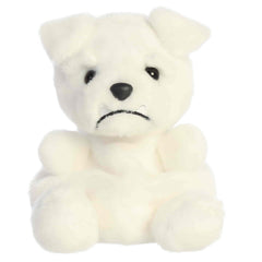 Mascot White Bulldog plush with white body, sturdy stance, floppy ears, and determined face