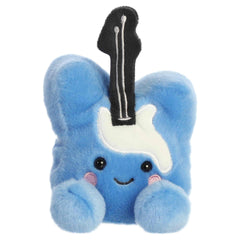Clapton Guitar plush with soft blue guitar body, black neck, stitched strings, and smiling Palm Pals face