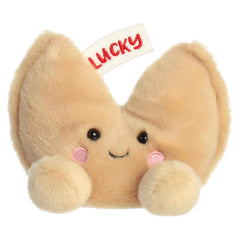 Lucky Fortune Cookie plush with golden folded cookie body, tiny feet, sweet face, and rounded Palm Pals shape