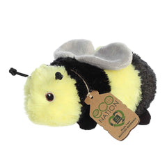 8'' Bumblebee plush from Eco Softies, colorful and soft, made from recycled materials.