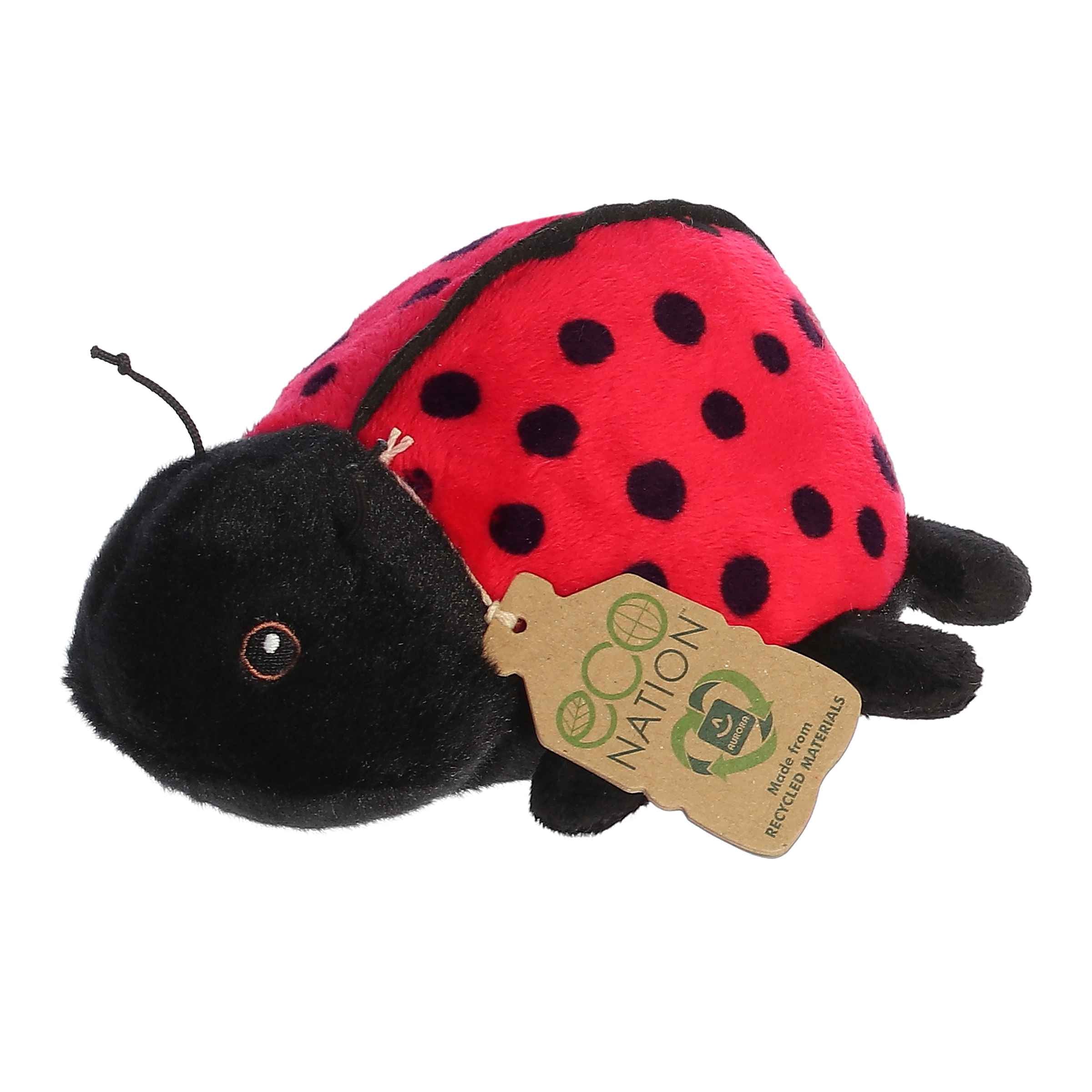 8'' Ladybug plush from Eco Softies, vibrant and soft, made from recycled materials.