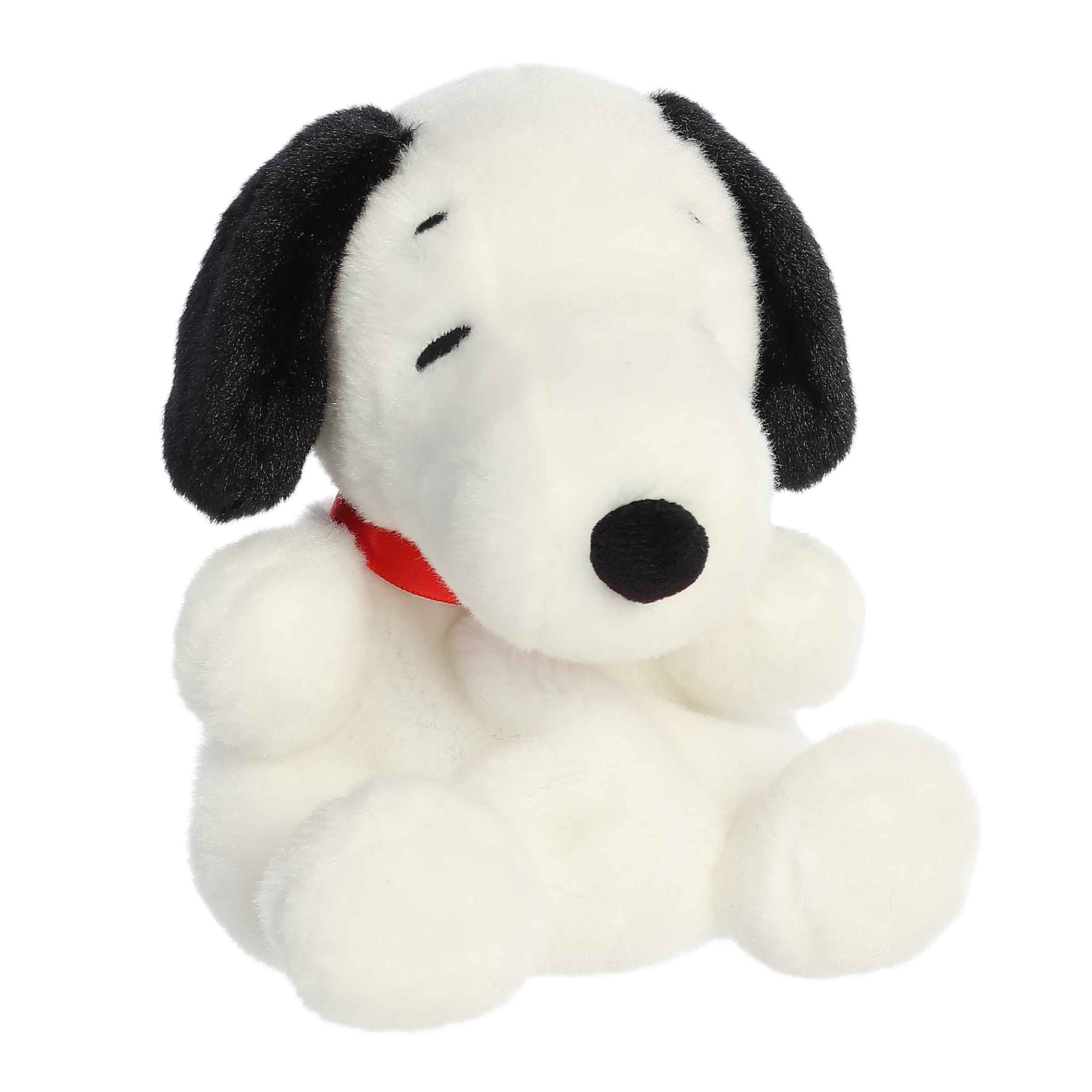 Palm Pals Snoopy plush from Peanuts plush collection with soft white fur and black spot, perfect for cuddles