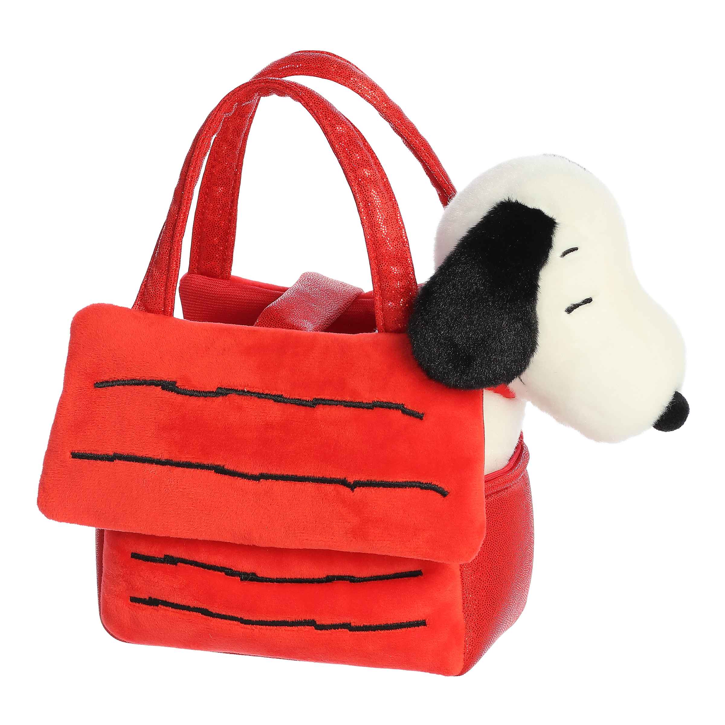 Snoopy's House by Fancy Pal, plush Snoopy in red doghouse carrier, interactive play