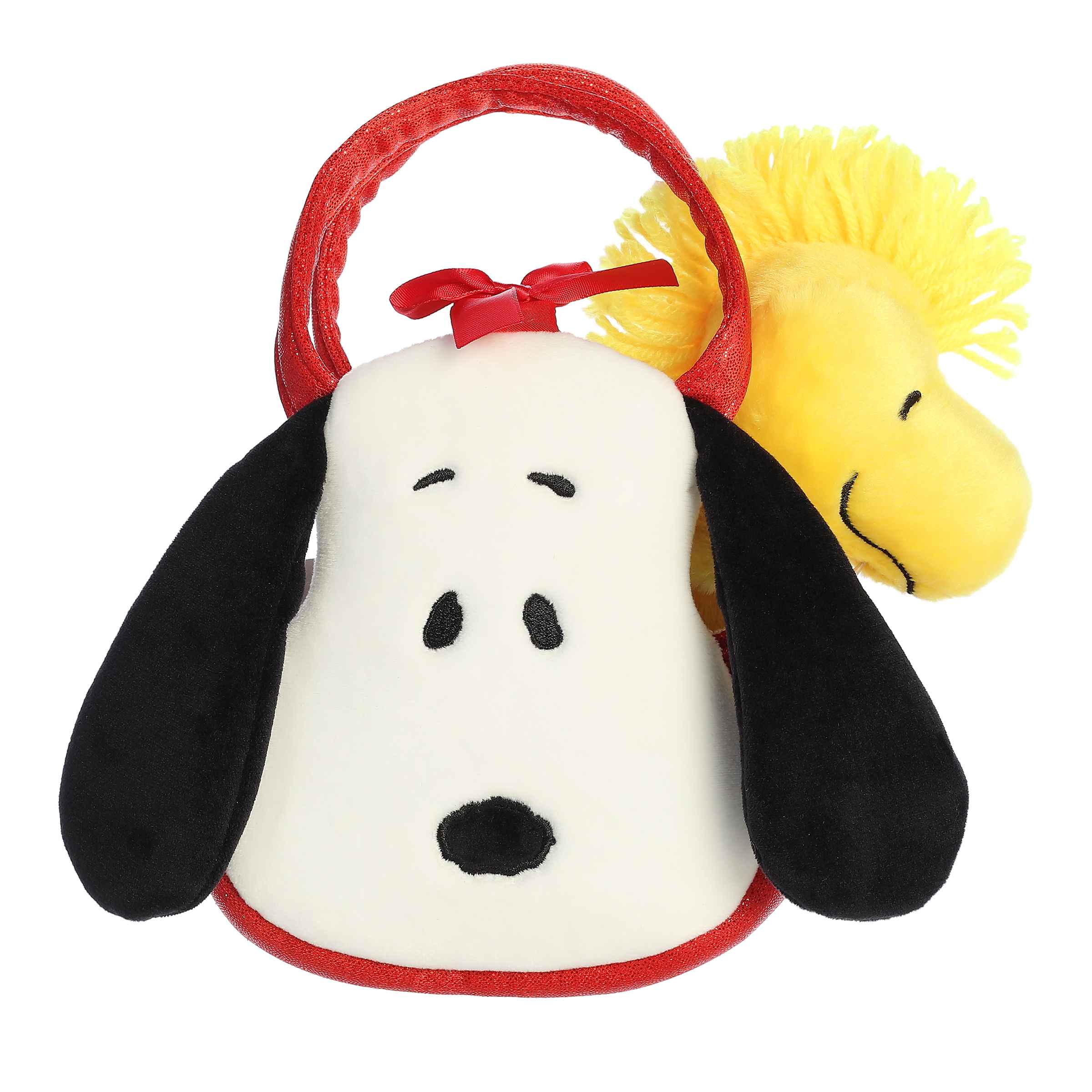 Snoopy plush Fancy Pals carrier set with Woodstock plush from Peanuts, soft fabrics, charming details