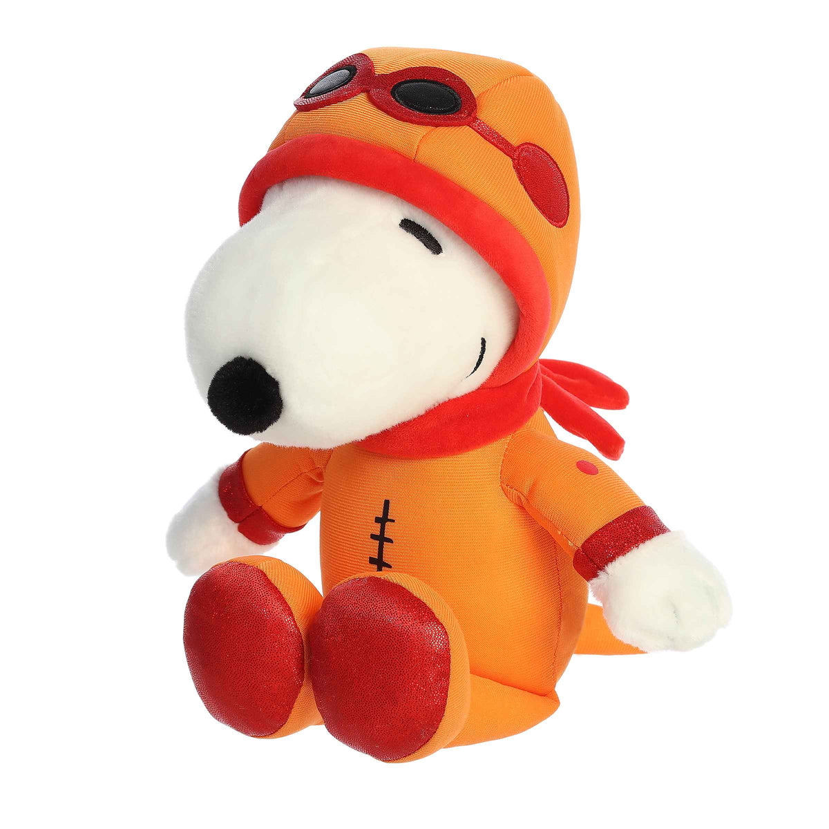 Astronaut Snoopy plush by Aurora from the Peanuts plush collection, in a red space suit, Snoopy is ready for cosmic fun!