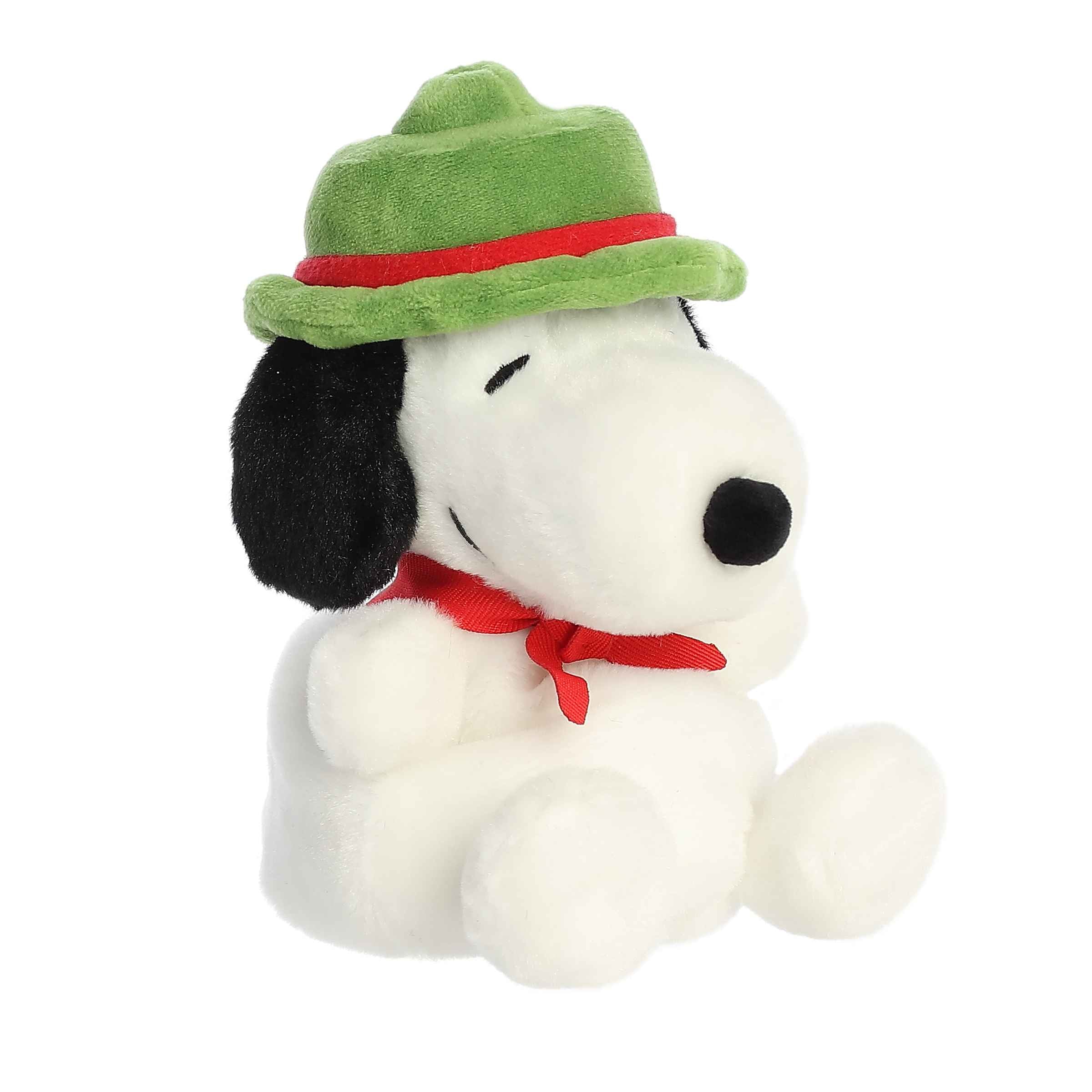 Plush toy from the Peanuts collection featuring Snoopy as a Beagle Scout, complete with a green hat and red scarf