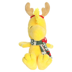 Yellow Woodstock plush with festive reindeer antlers