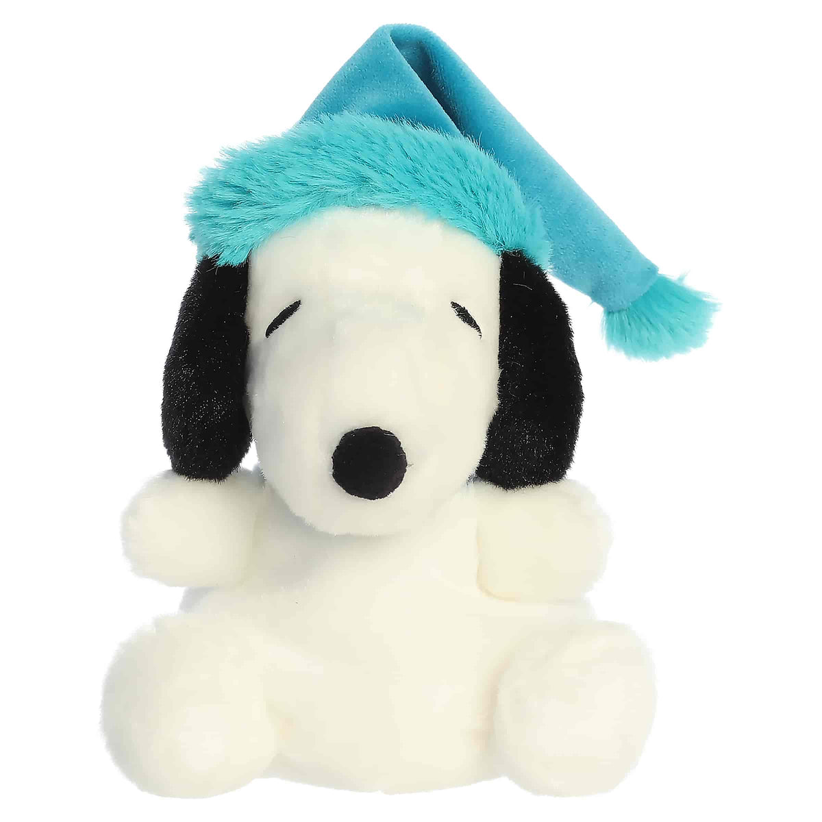 White Snoopy plush bundled in cozy winter accessories