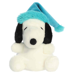 White Snoopy plush bundled in cozy winter accessories