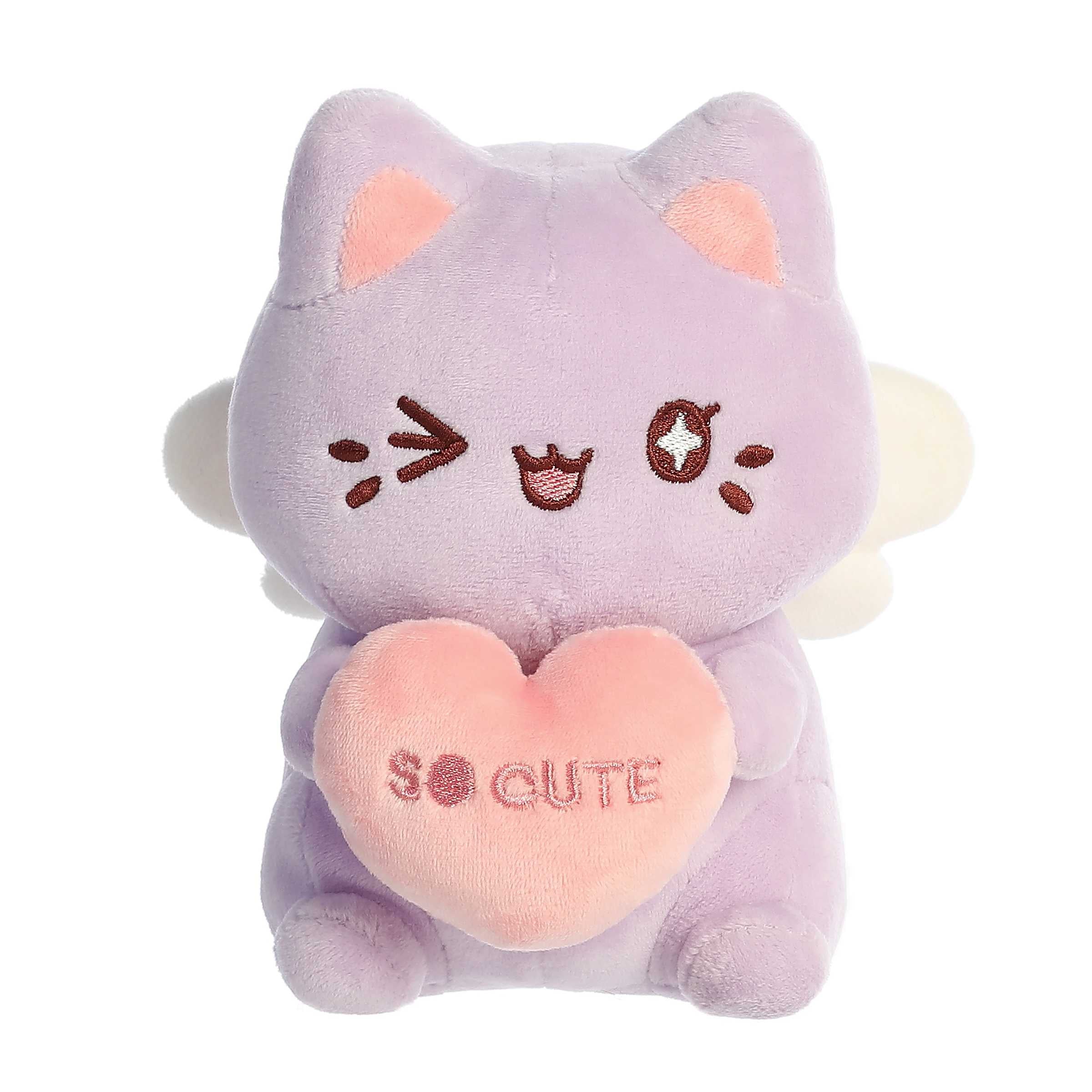 Lavender Candy Heart Meowchi from Tasty Peach by Aurora World, with a 'SO CUTE' heart!