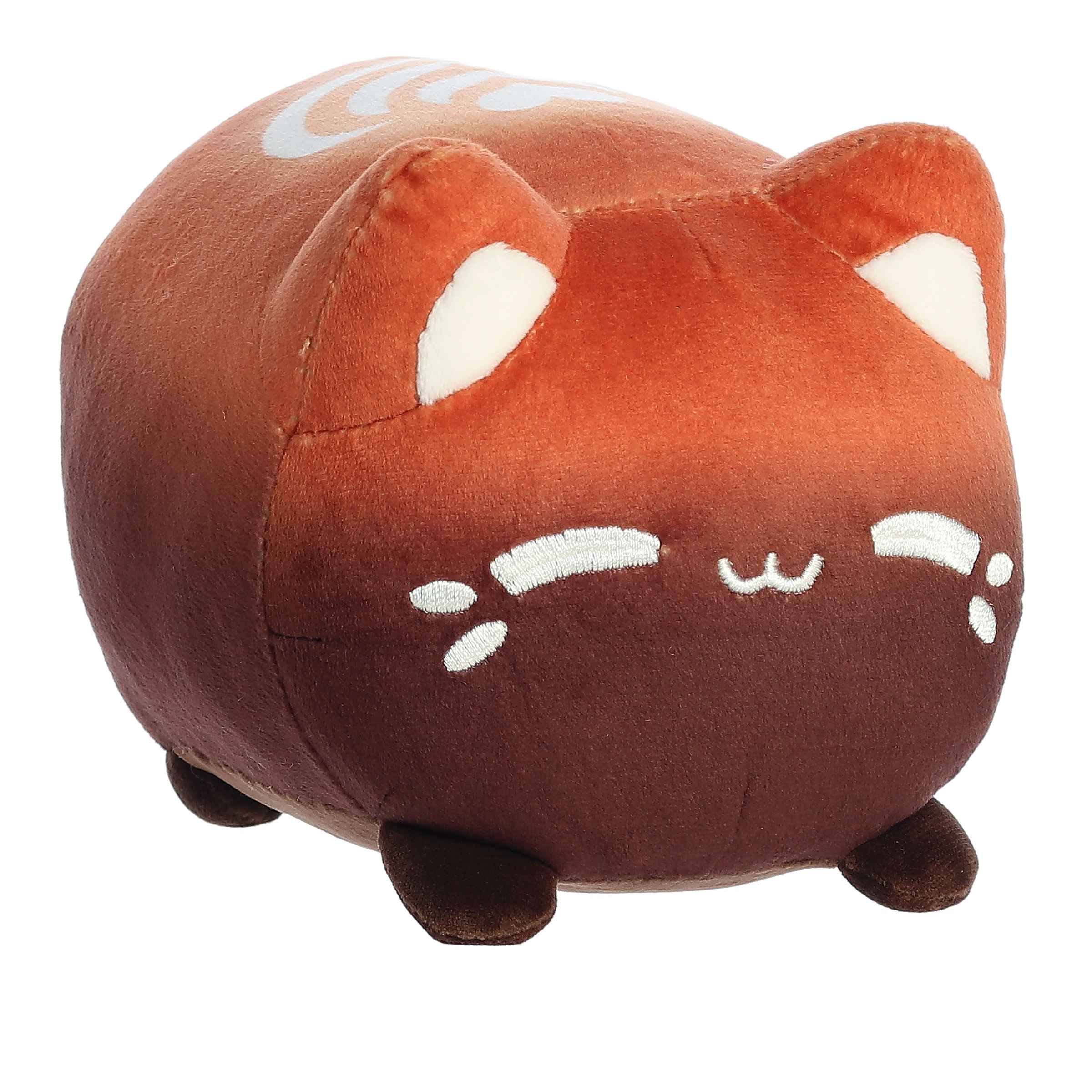 Plush toy of Catpuccino Meowchi from the Tasty Peach collection with a foam swirl design on top, resembling a cappuccino.