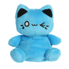 A vivid blue Meowchi kitty plush with a cheerful smile and soft texture from the Tasty Peach Palm Pals