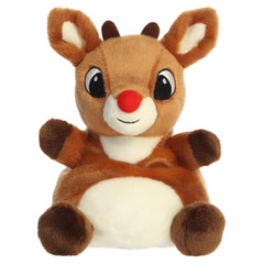 A party-sized Rudolph plush toy from Aurora with a brown body, red nose, tiny antlers, and embroidered features.