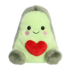 Portia Heart-Ocado Palm Pals plush with a big red heart, lime-green body, and gray feet.