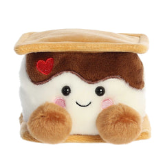 Fudgey Heart S'more plush with brown hairdo, graham cracker cap, and red heart.