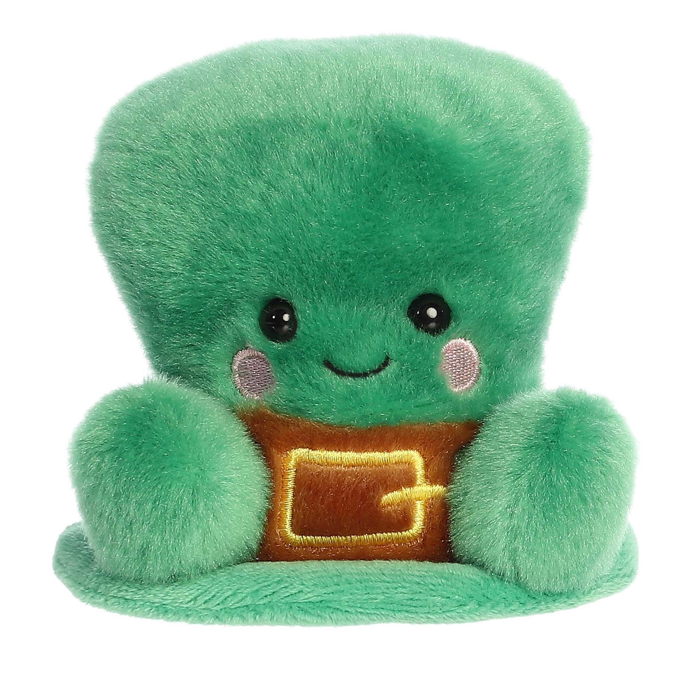 Finnigan Leprechaun plush in green with leprechaun hat, perfect for St. Patrick's Day fun.