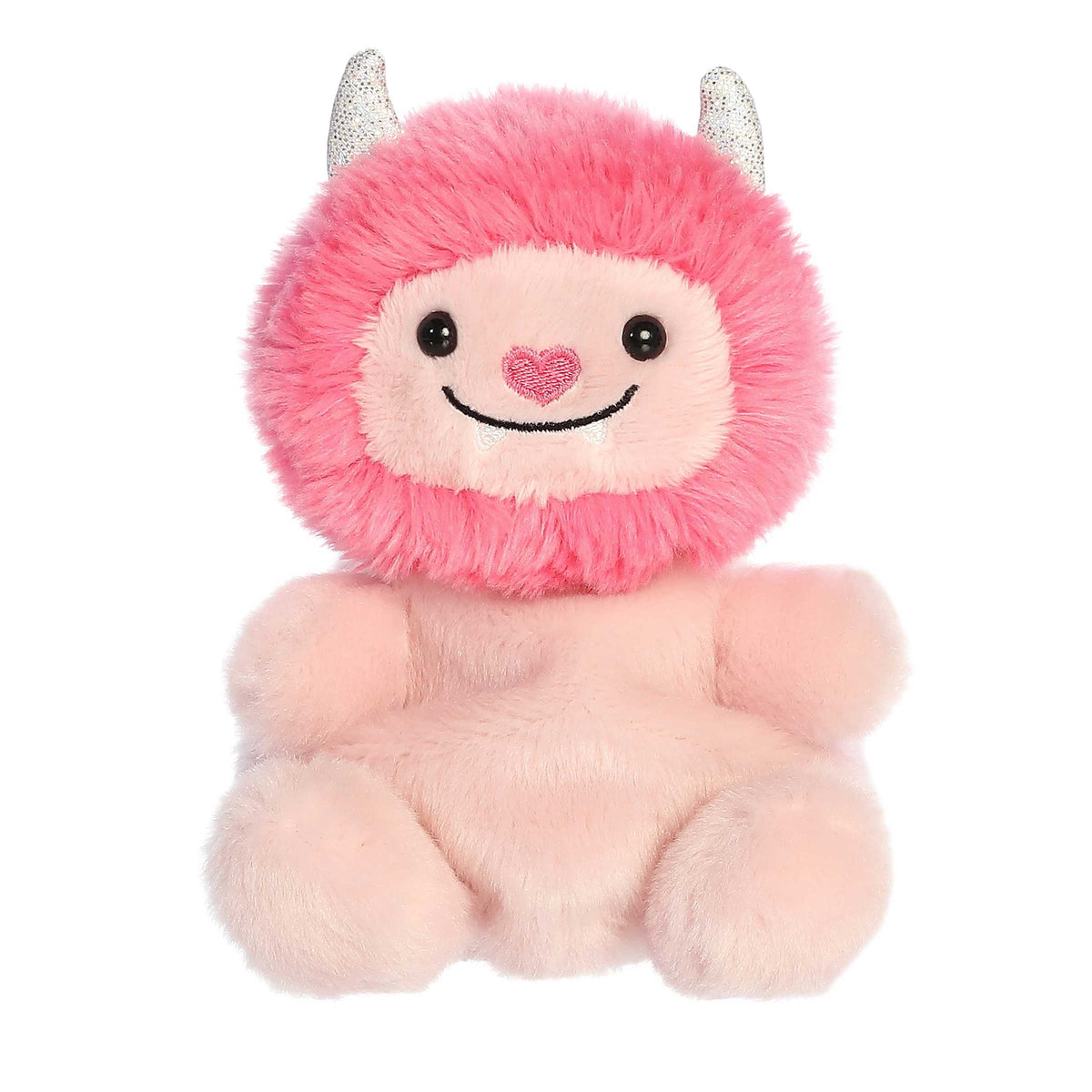 Susan Love Monster plush in pink with heart-shaped nose, perfect for love and cuddles.