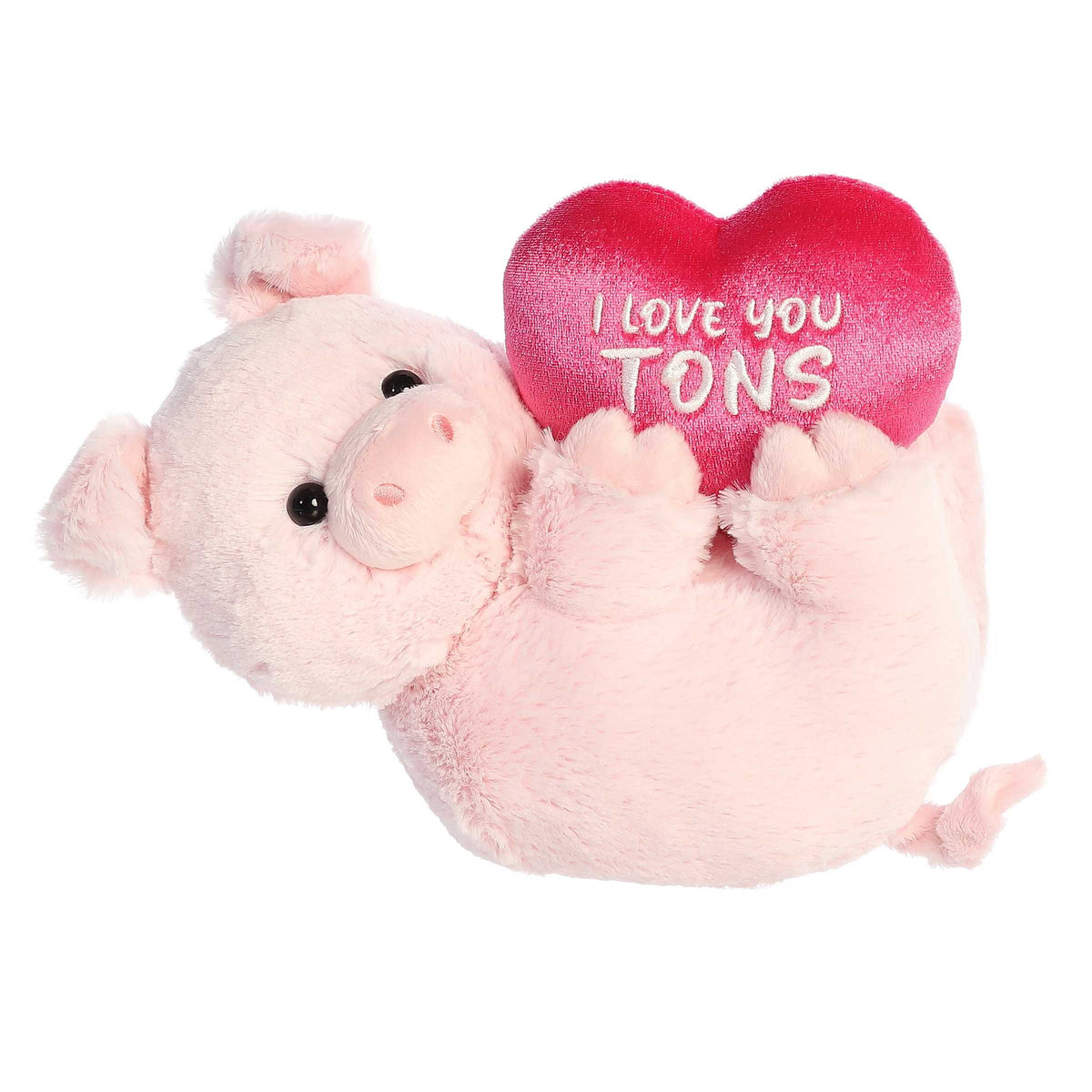 Plush pig with a heart, perfect for a charming and heartwarming Valentine's gesture.