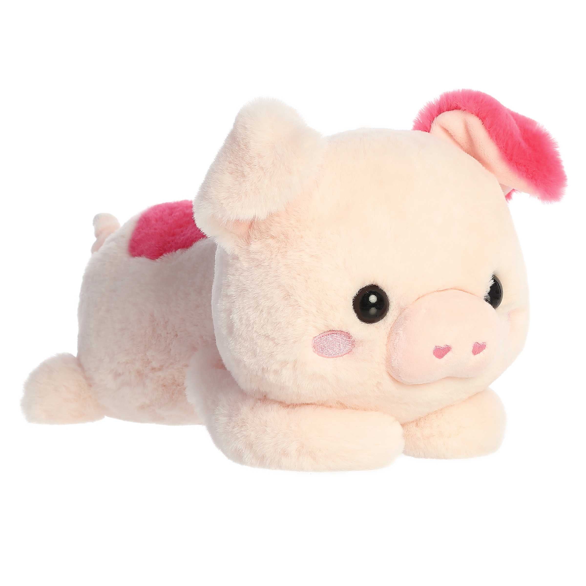 Soft pink Penelope Pig plush with red accents, ready to hug and spread Valentine's warmth.