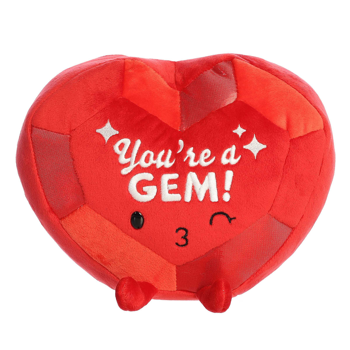 Red plush with 'You're A Gem' pun, a meaningful and cuddly gift for your Valentine