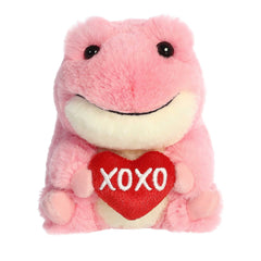 Soft pink XOXO Frog plush holding a red 'XOXO' heart, perfect for expressing Valentine's affection