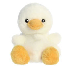 Plush toy of a white goose with yellow feet and a sweet expression, fits in the palm of your hand!