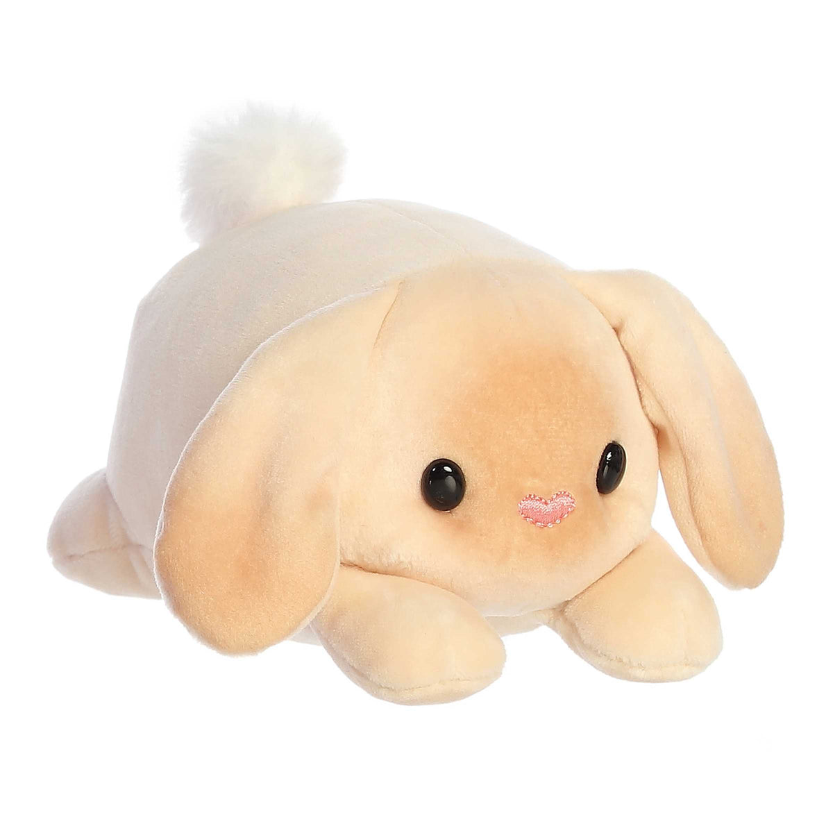 Bunny loaf rabbit plush with vanilla fur, soft body, and floppy ears, great for cuddles.