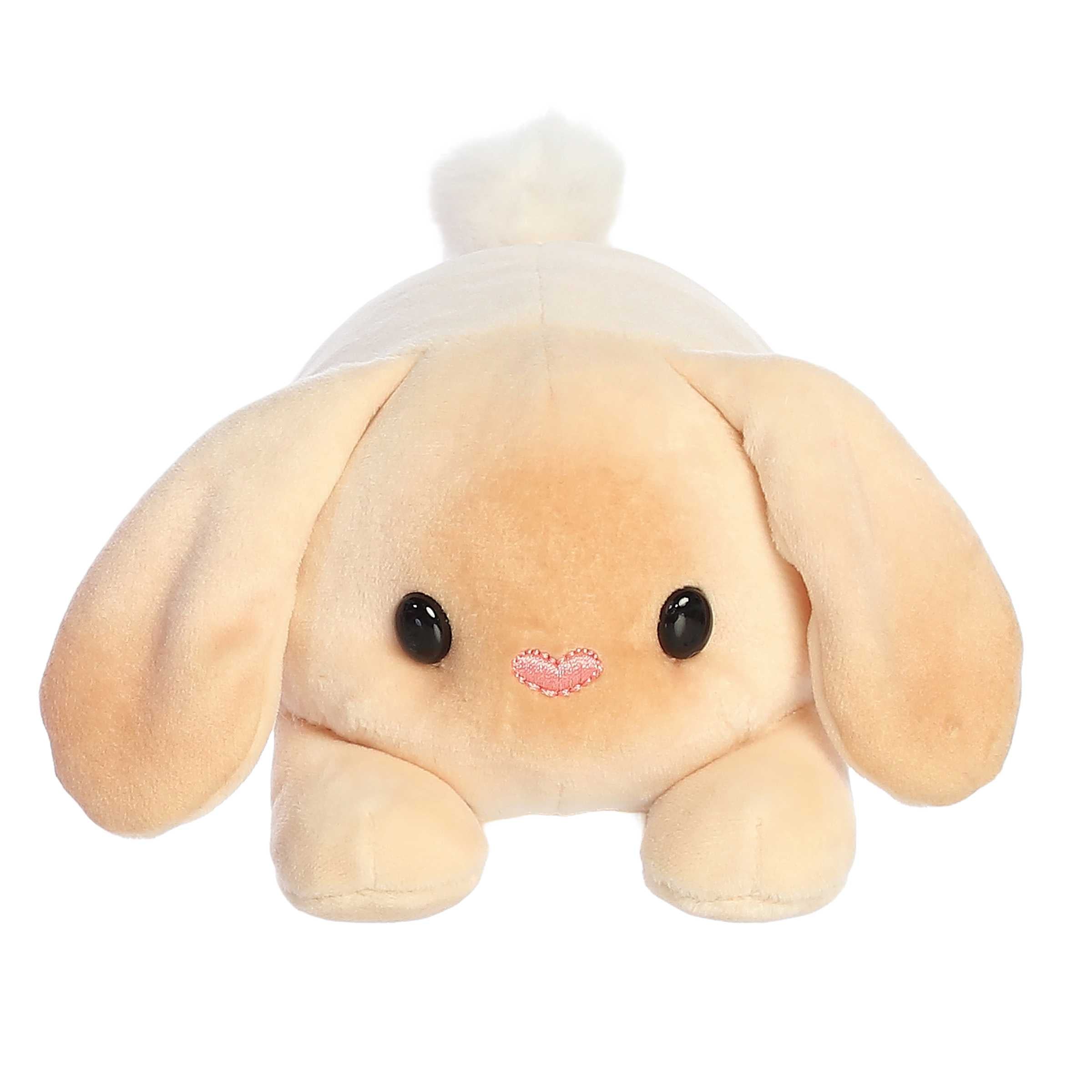 Bunny loaf rabbit plush with strawberry fur, soft body, and floppy ears, great for cuddles.