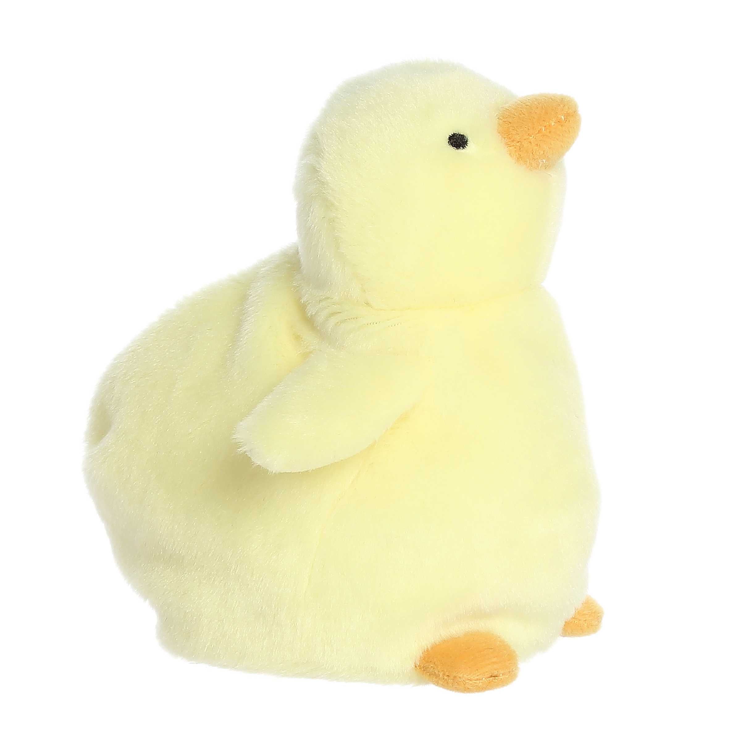 Marigold Chick from the Pudgeez collection, an overstuffed plush baby chick in vibrant yellow