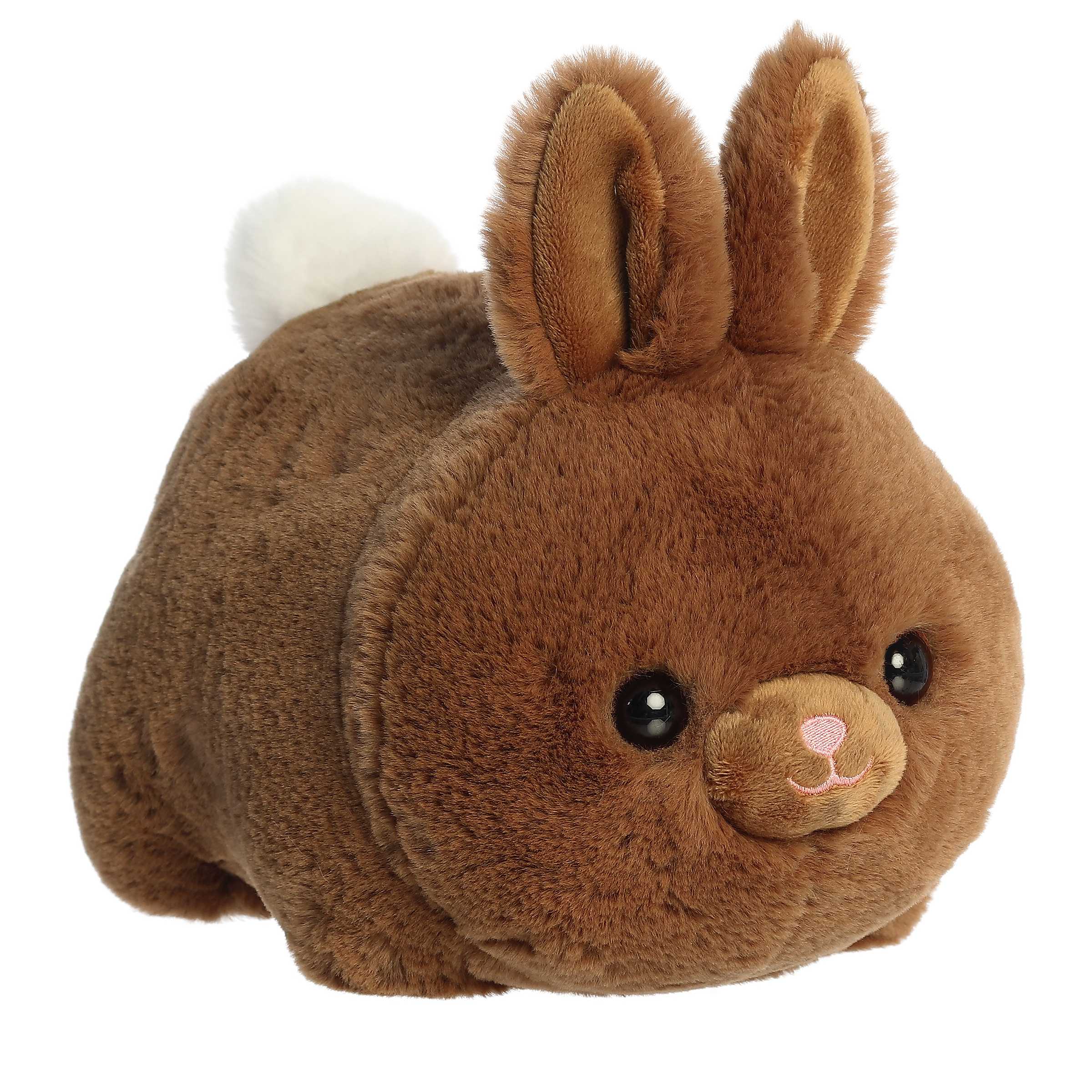 Brownie Bunny from the Spudsters collection, a plush potato-shaped bunny with rich brown fur