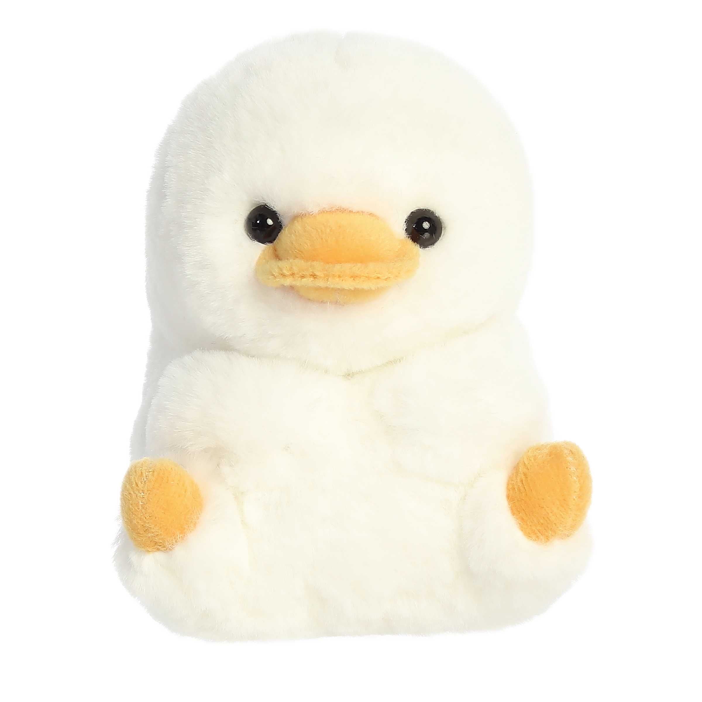 Delight Duck from the Rolly Pet collection, featuring a round, plush white body with a cheerful expression