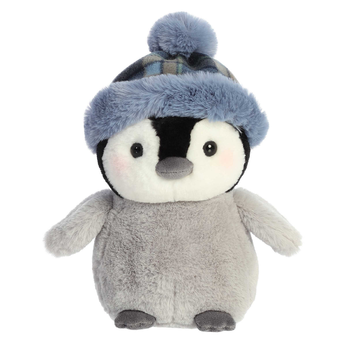 Chaz Chillin Chick plush from Aurora's Holiday Collection, wearing a cozy blue hat, perfect for holiday decor and cuddles.