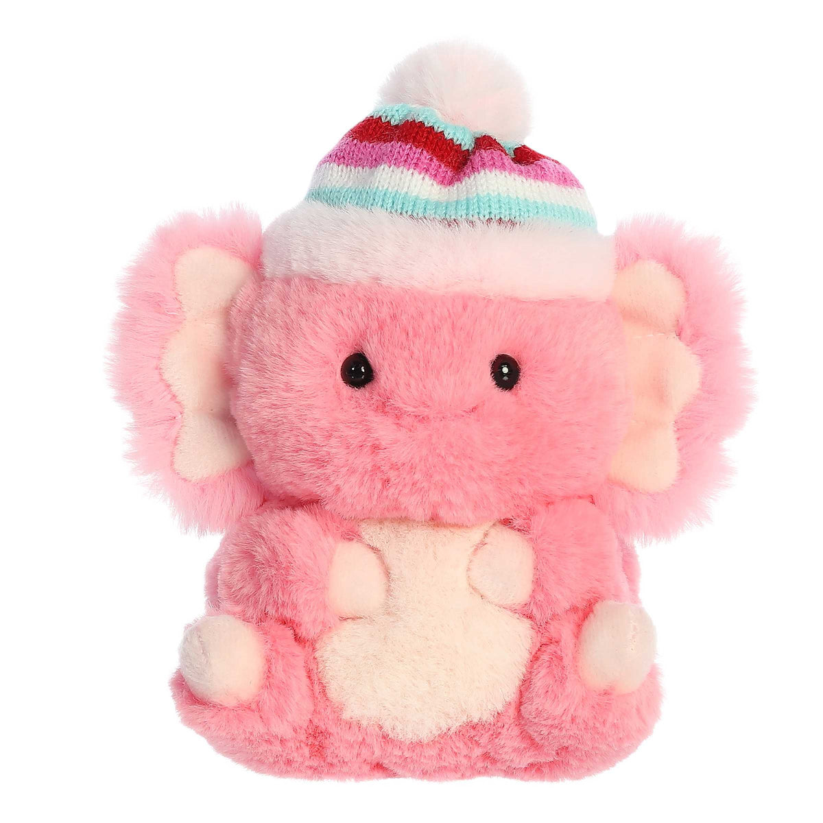 Andi Axolotl plush from Aurora's Rolly Pet collection, in vibrant pink with a cheerful hat