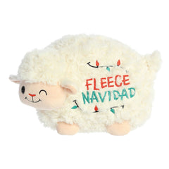 Fleece Navidad Sheep plush from Aurora's Just Sayin' Collection, with soft wool and a holiday pun.