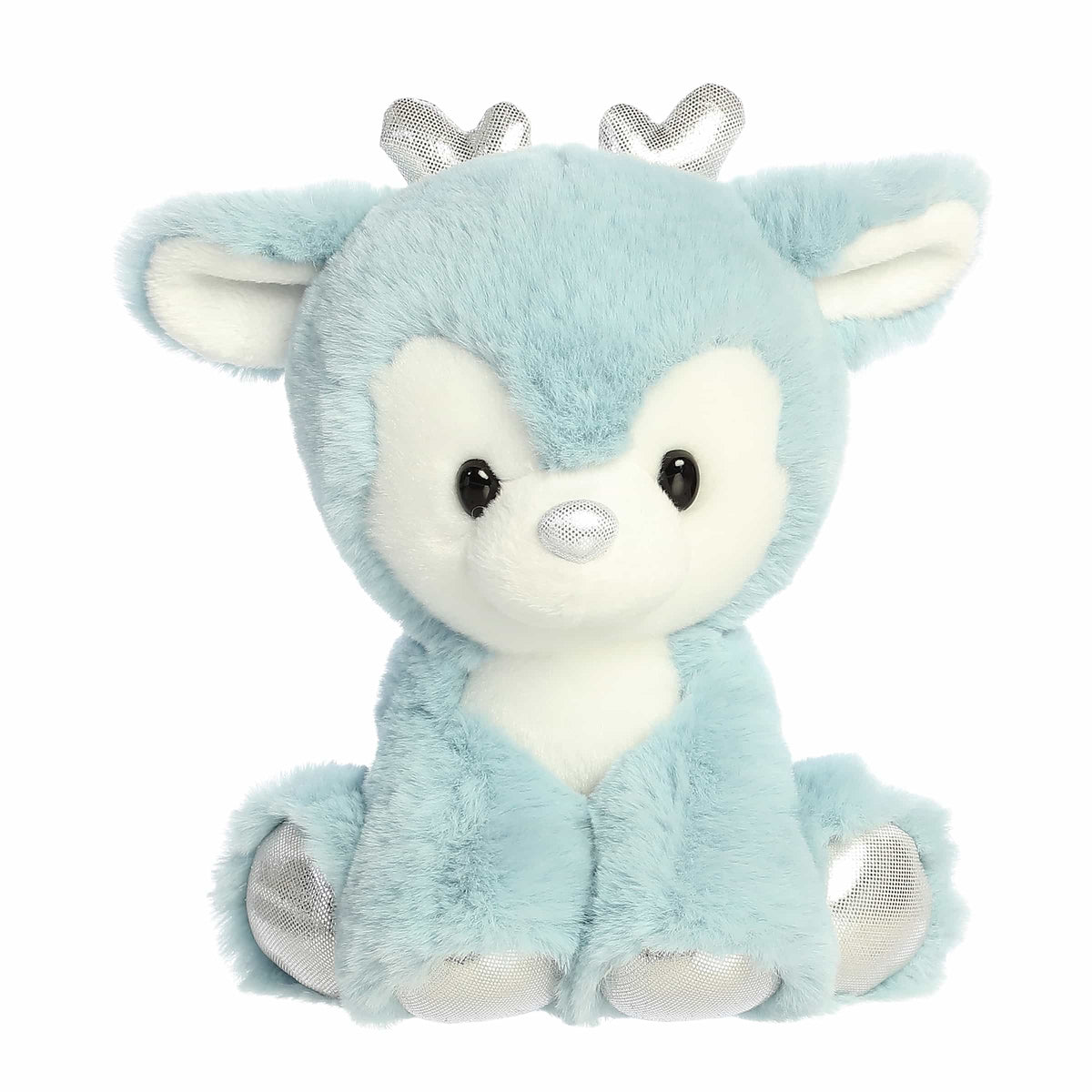 Plush reindeer with bright eyes and soft fur, available in multiple sizes and colors—perfect for cozy, festive holiday décor