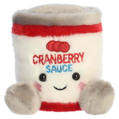 Cranberry sauce can plush with a smiling face and fits in the palm of your hand.