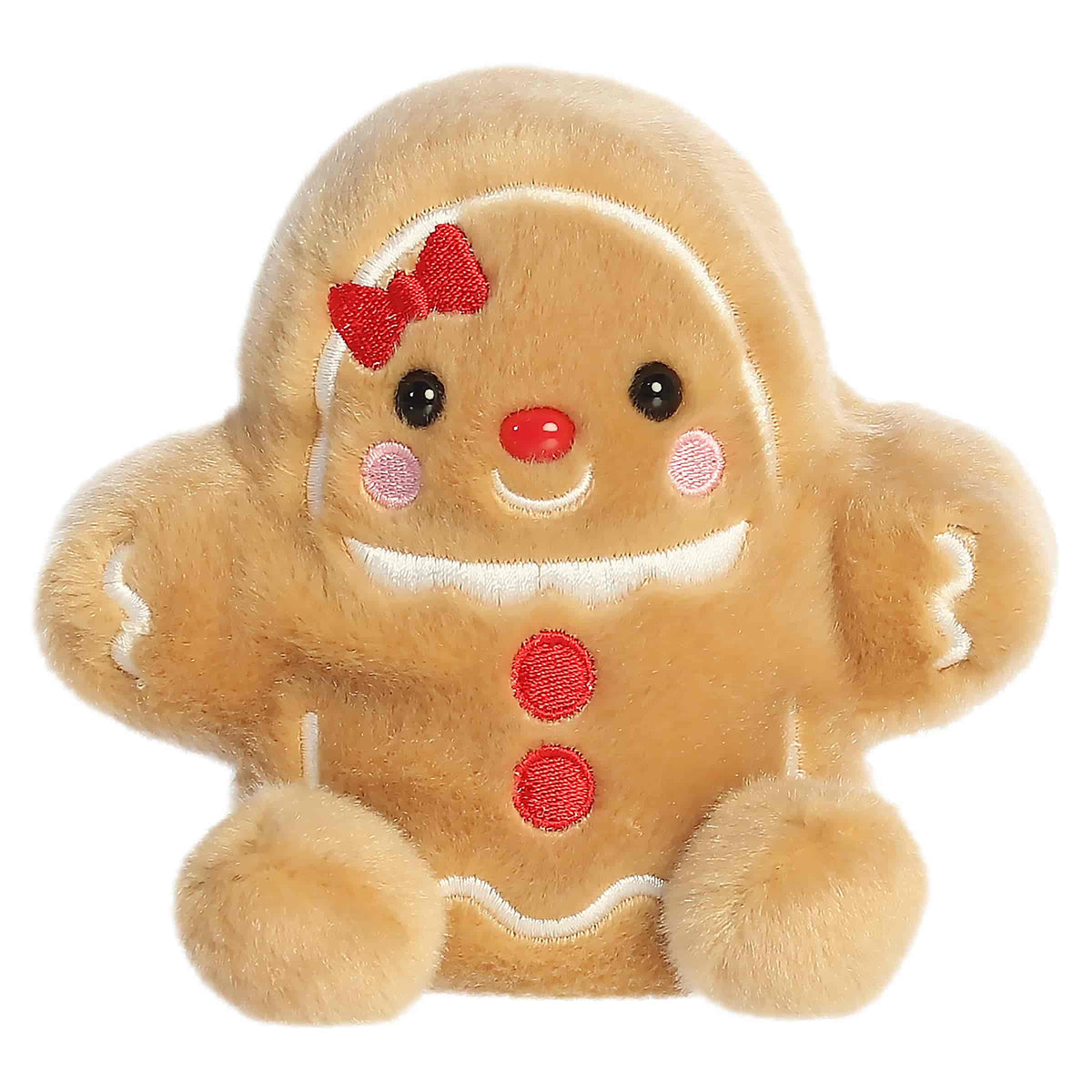 Gingerbread girl plush with icing details and a sweet smiling face