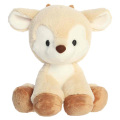 Cream reindeer plush with soft antlers and a gentle expression